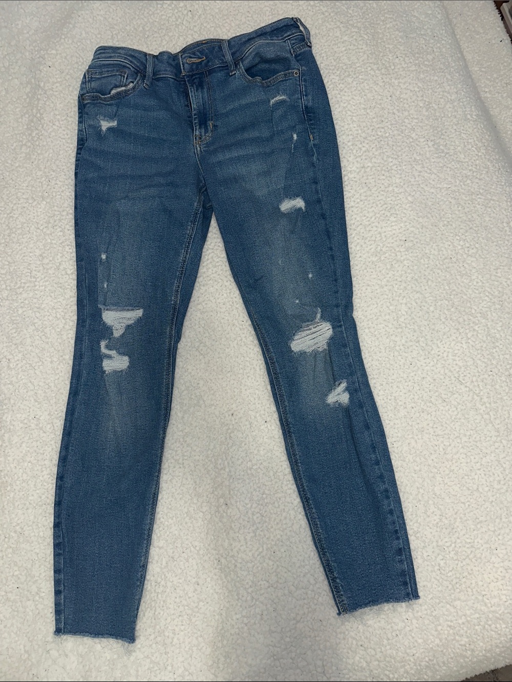 Women's Distressed High-Rise Skinny Jeans - Dark Blue